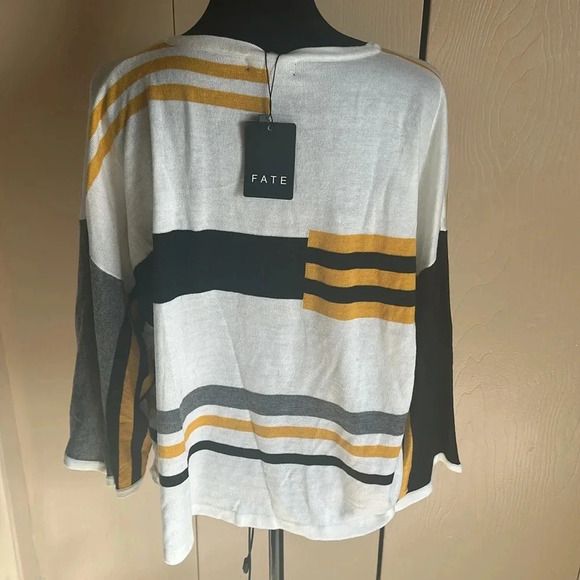 Striped cropped sweater.  Pittsburgh Steeler colors. - Picture 3 of 4